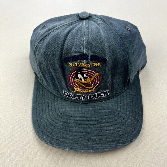 Vintage Daffy Duck Hat Cap Snapback Green Looney Tunes Warner Bros Adjustable - Picture 2 of 8